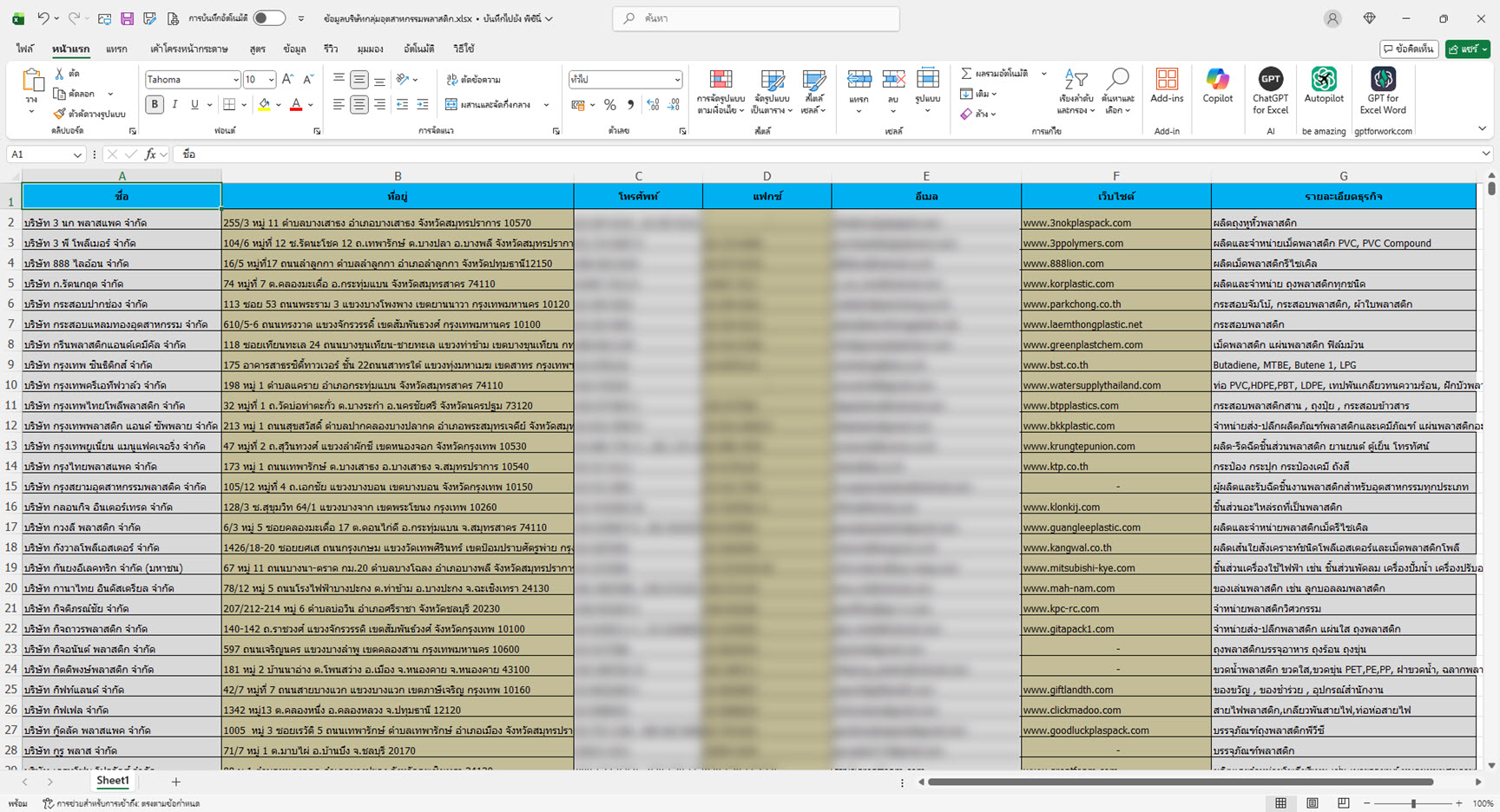 ดูตัวอย่าง - ไฟล์ข้อมูลบริษัทกลุ่มต่างๆ